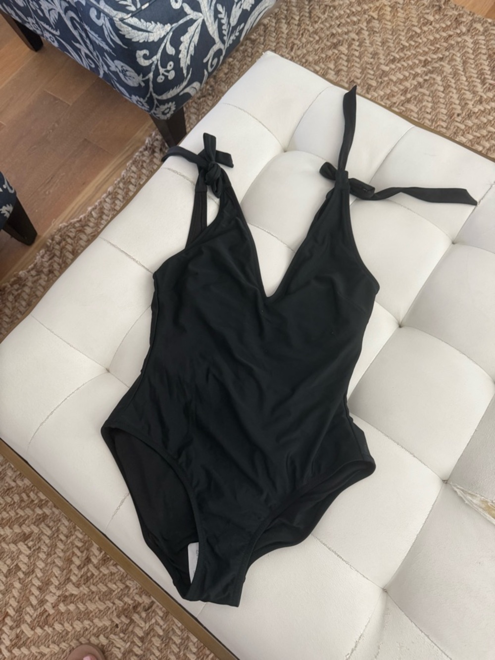 J. Crew Black Tie-Shoulder One-Piece Swimsuit
